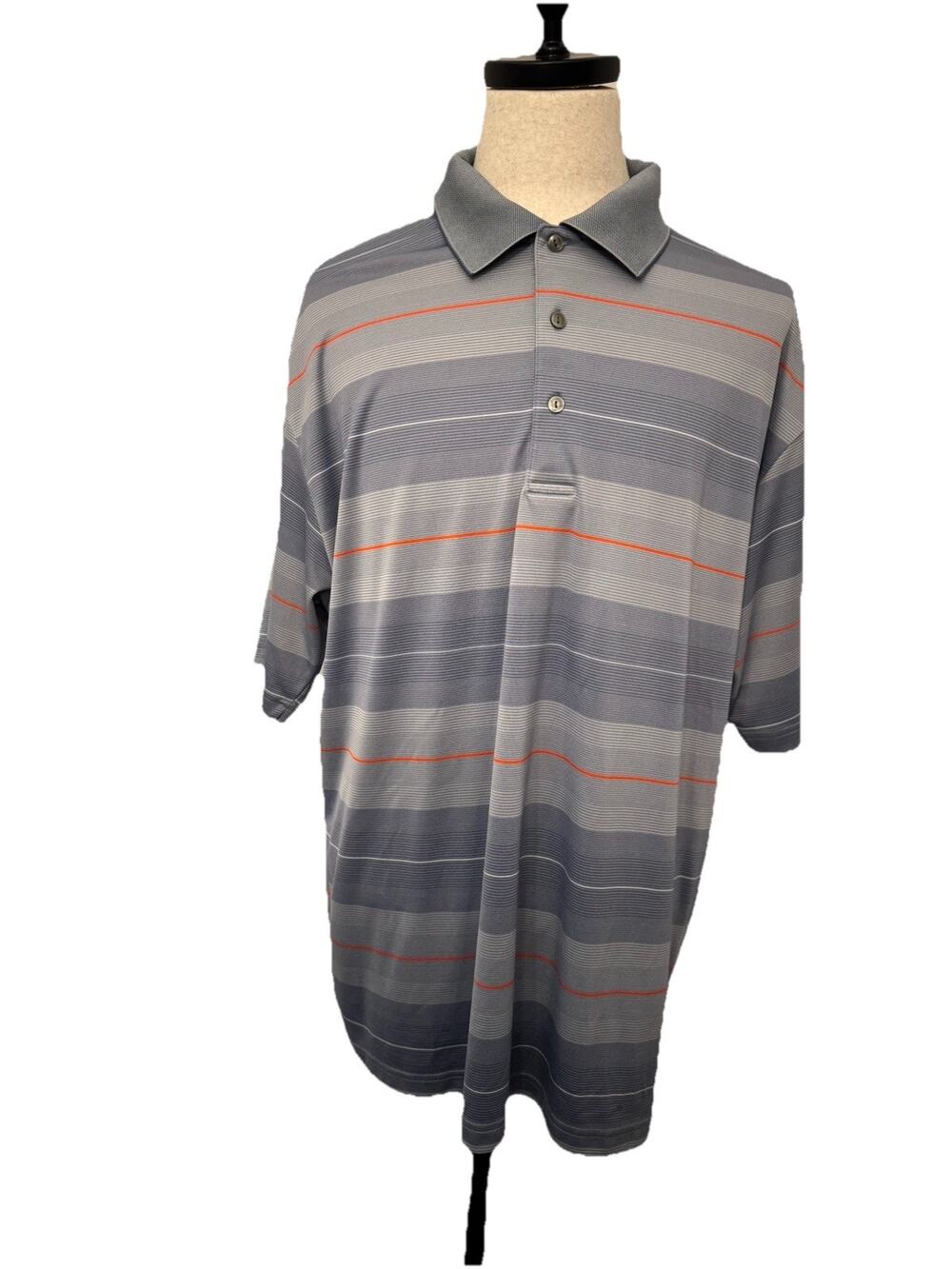 Ben Hogan Performance Golf Shirt Men’s Size 2XL 50/52 Gray/ Thin Orange Stripes